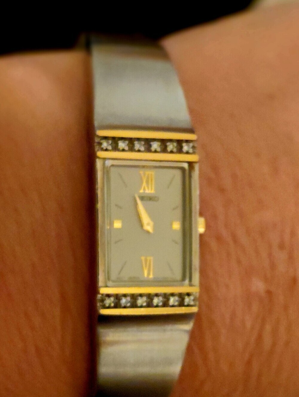 Vintage Seiko Two-Tone Rectangular "Tank" Quartz Watch